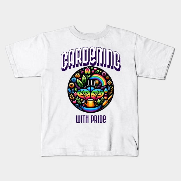 GARDENING WITH PRIDE LGBTQ Gardening Kids T-Shirt by BICAMERAL